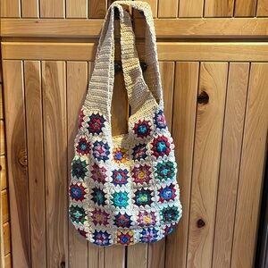 No Boundaries Cream Shoulder Bag with Crochet Elegance